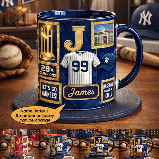Baseball Accent Mug With Baseball Team  Personalized - 11OZ Accent Mug