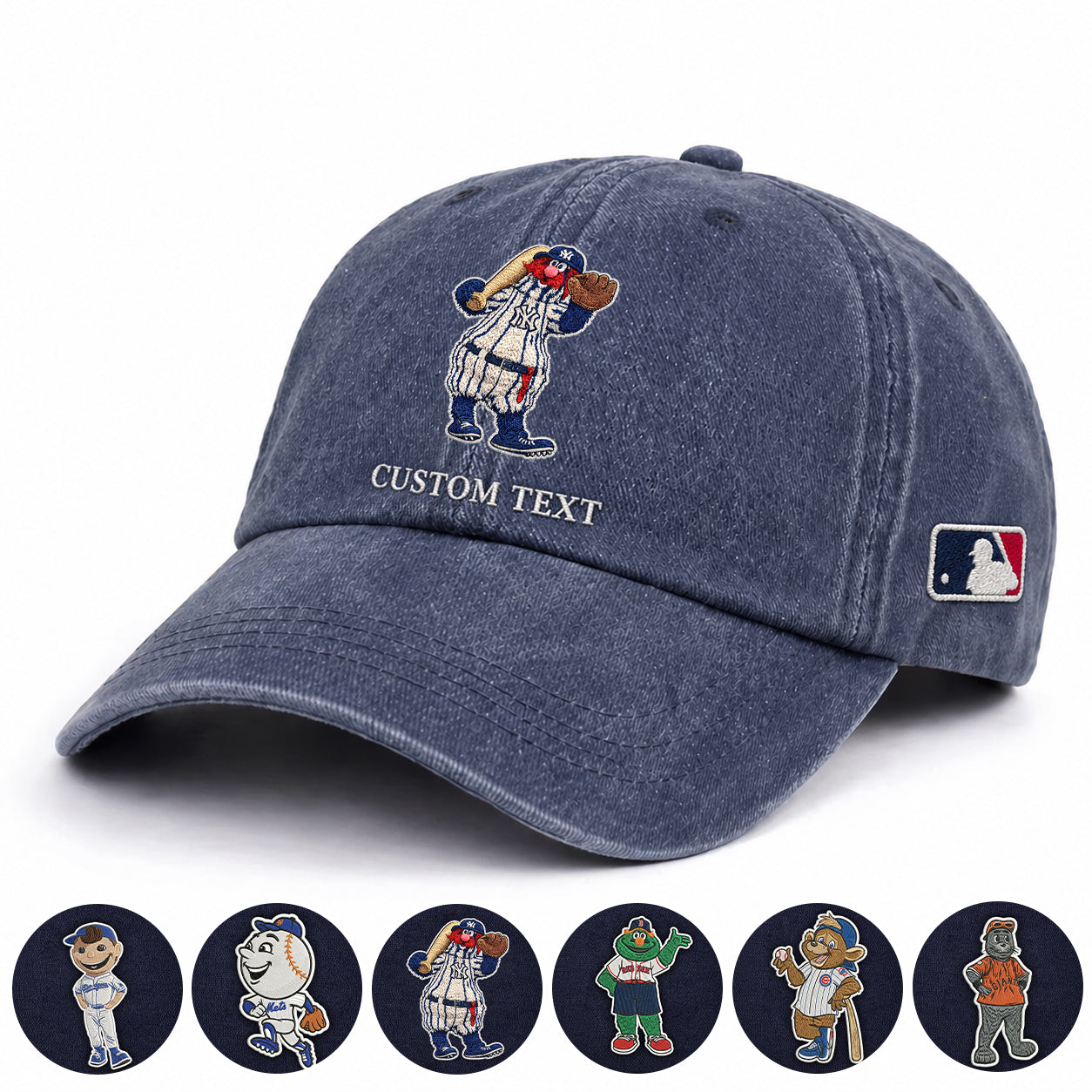 Mascots Baseball Cap All Teams Embroidered Logo Premium Wash Cap