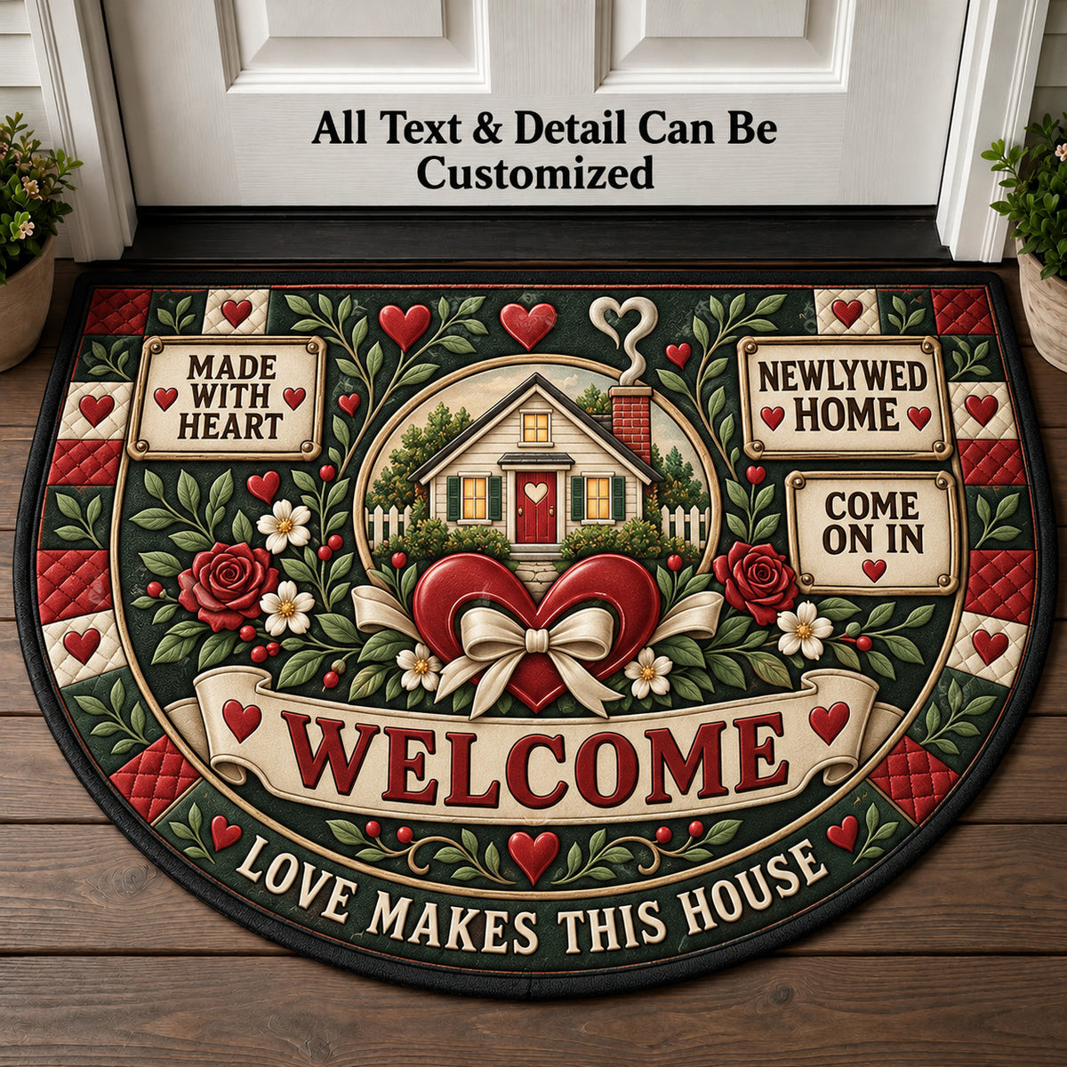 Newlywed Home Personalized Half Round Mat | 5To9Vibe