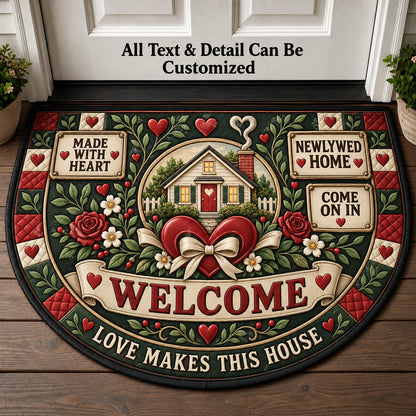 Newlywed Home Personalized Half Round Mat | 5To9Vibe