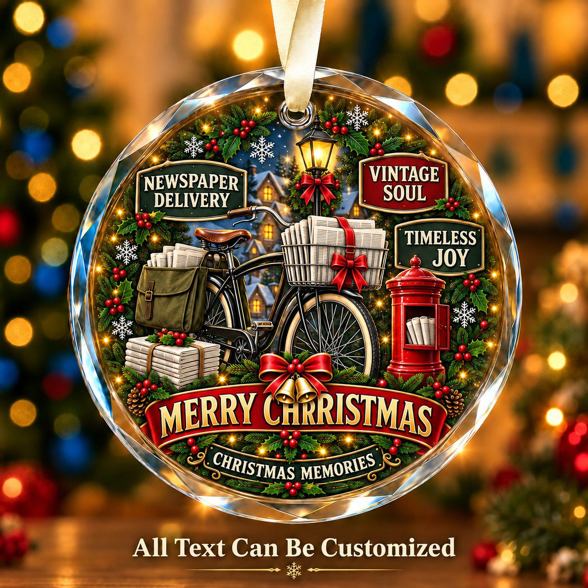 Newspaper Delivery Personalized Glass Ornament | 5To9Vibe