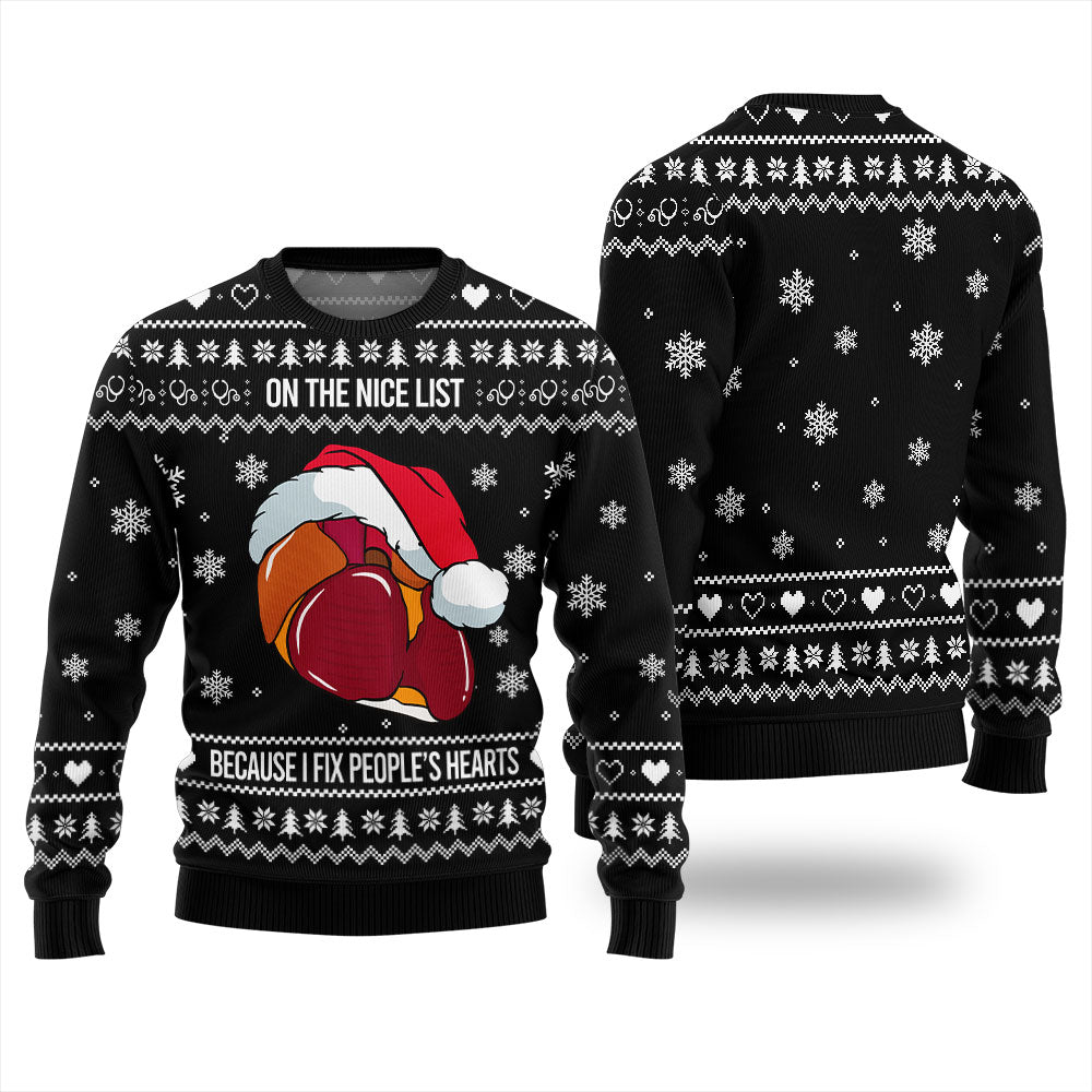Nice List Cardiologist Ugly Christmas Sweater