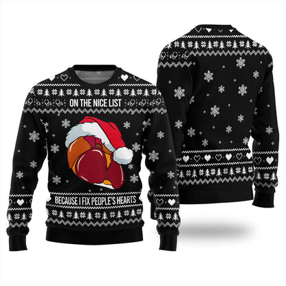 Nice List Cardiologist Ugly Christmas Sweater