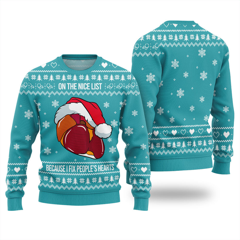 Nice List Cardiologist Ugly Christmas Sweater