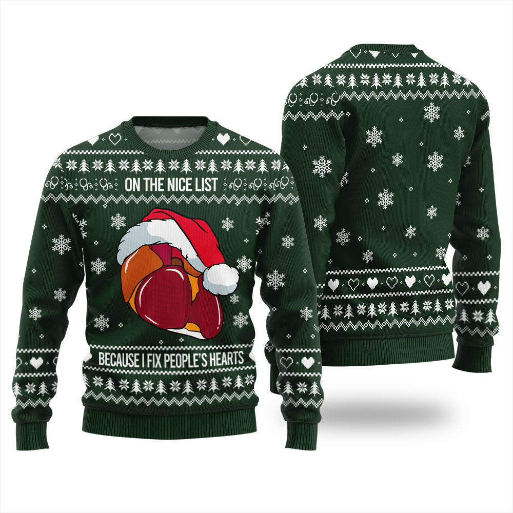 Nice List Cardiologist Ugly Christmas Sweater