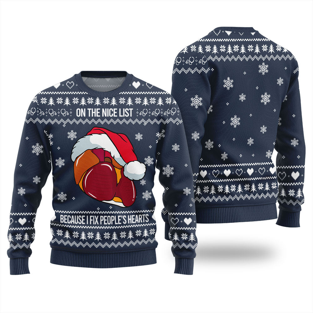 Nice List Cardiologist Ugly Christmas Sweater