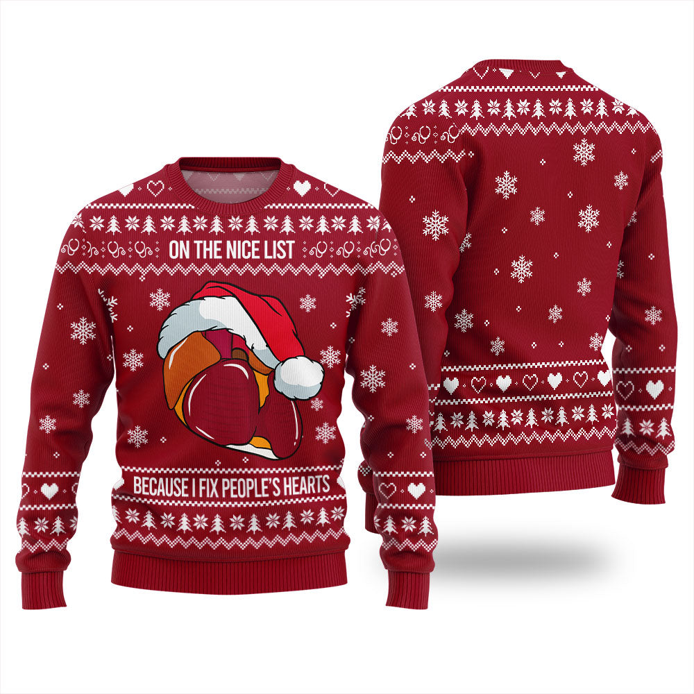 Nice List Cardiologist Ugly Christmas Sweater
