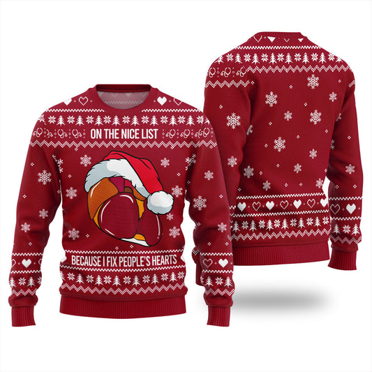 Nice List Cardiologist Ugly Christmas Sweater