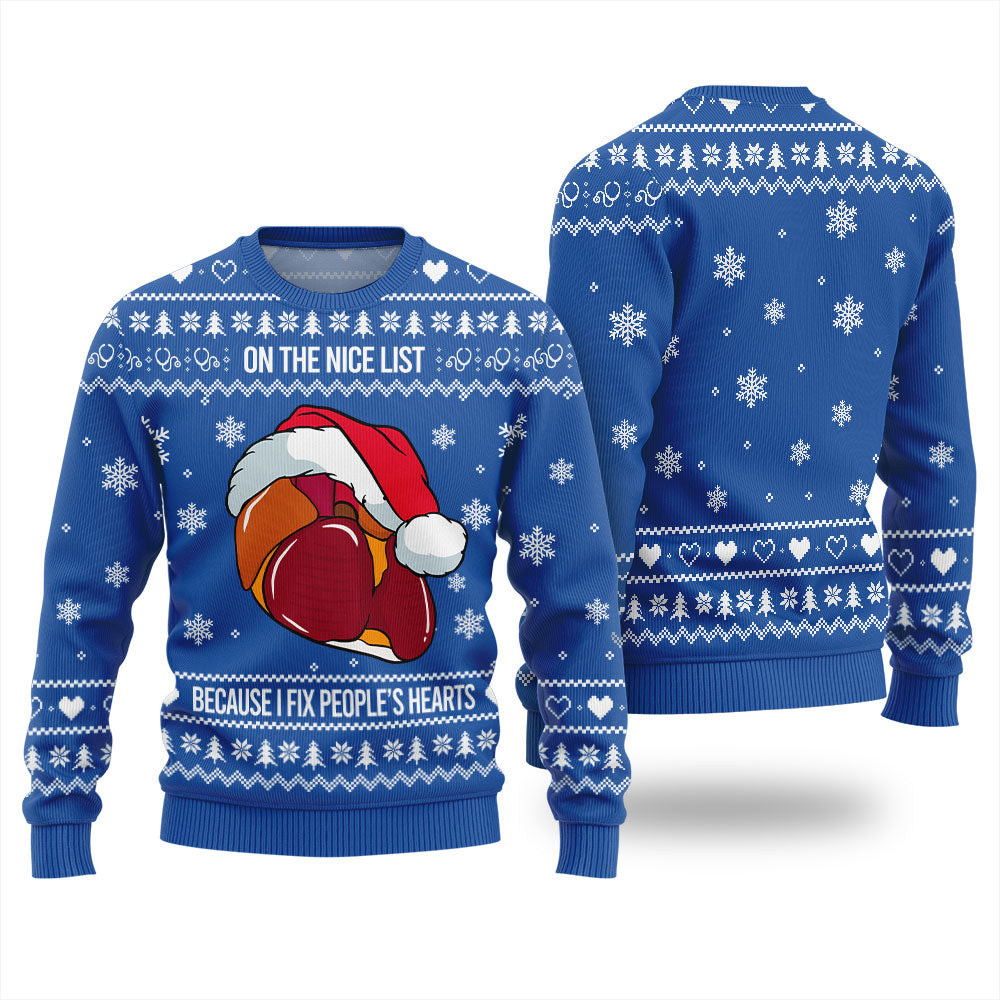 Nice List Cardiologist Ugly Christmas Sweater