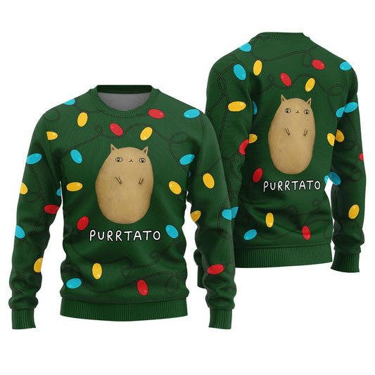 Nice Purrtato Cat Womens Ugly Christmas Sweater