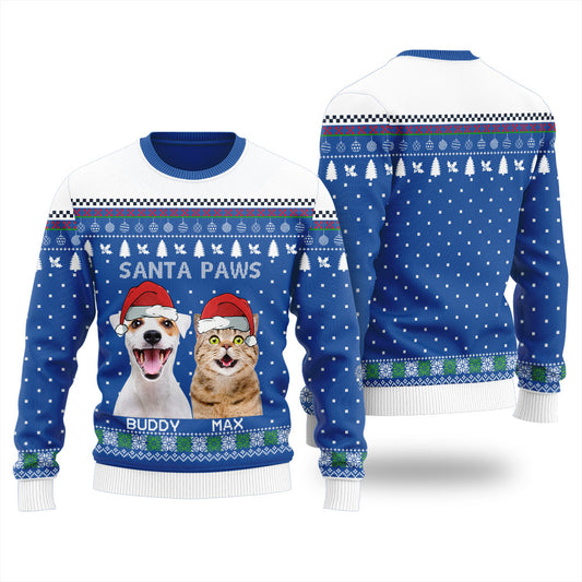 Nice Santa Paws Personalized Dog Christmas Sweater