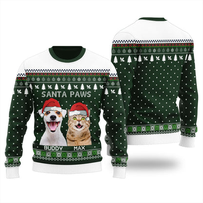 Nice Santa Paws Personalized Dog Christmas Sweater