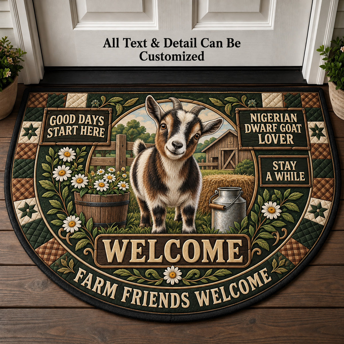 Nigerian Dwarf Goat Lover Personalized Half Round Mat | 5To9Vibe