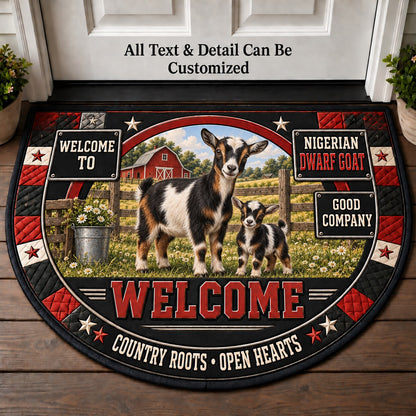 Nigerian Dwarf Goat Personalized Half Round Mat | 5To9Vibe