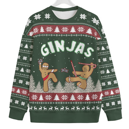 Ninja Gingerbread Plus Size Womens Ugly Christmas Sweater