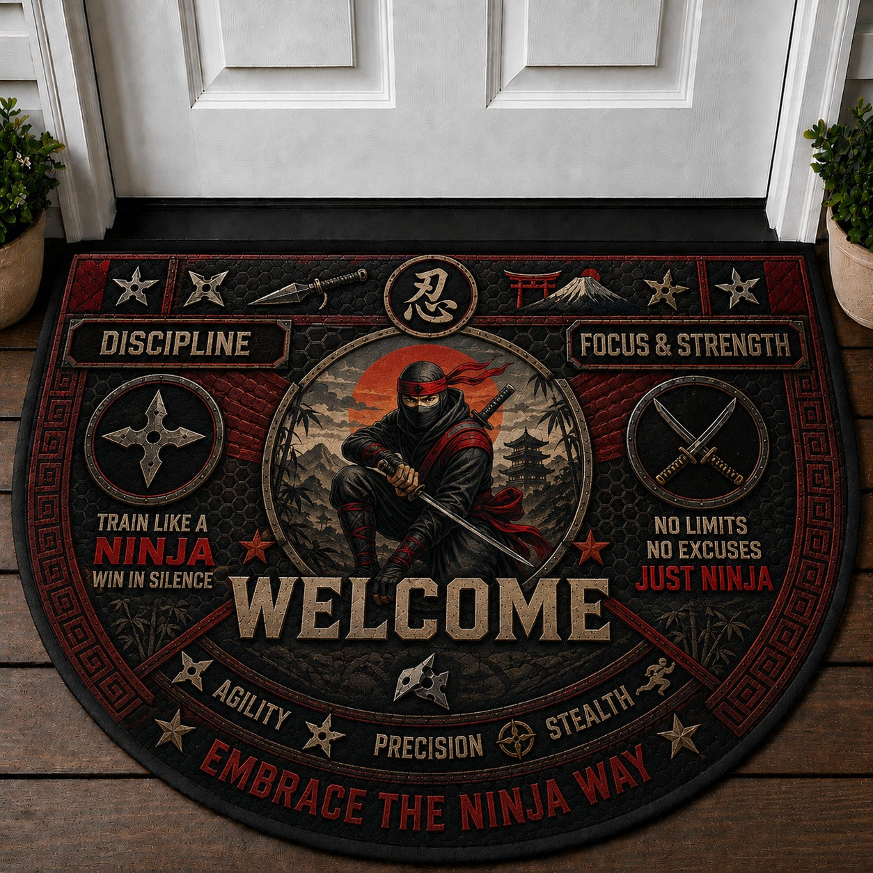 Legendary Warriors Viking Quilted Print Premium Welcome Mat – Personalized Doormat
