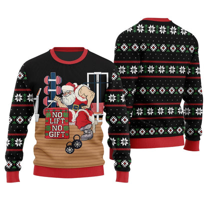 No Lift No Gift Gym Santa Ugly Christmas Sweater