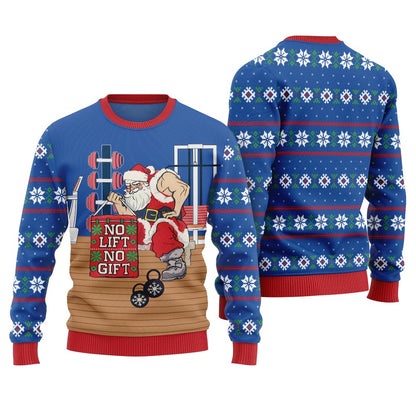 No Lift No Gift Gym Santa Ugly Christmas Sweater