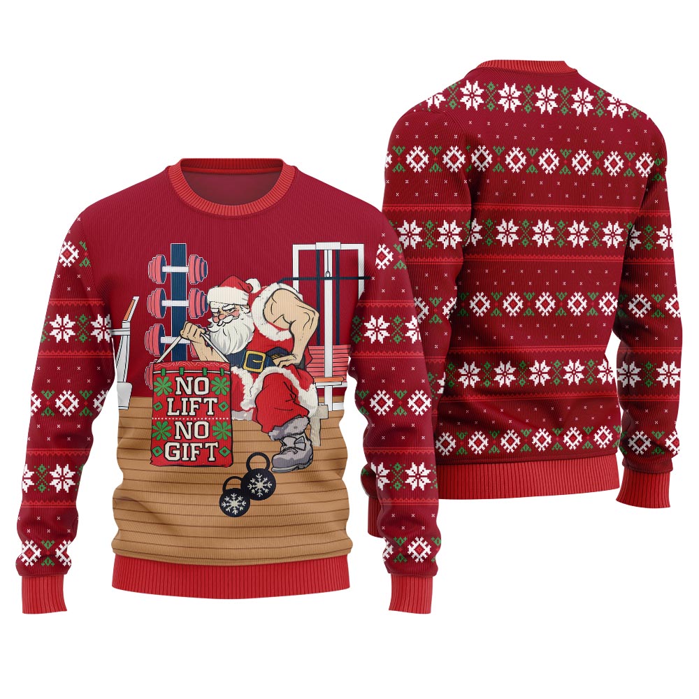 No Lift No Gift Gym Santa Ugly Christmas Sweater