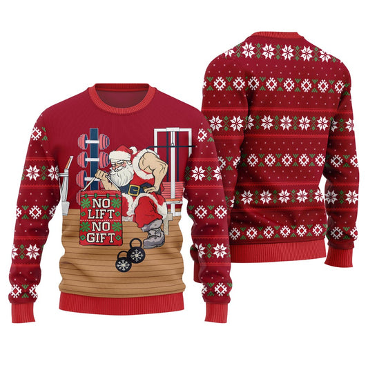 No Lift No Gift Gym Santa Ugly Christmas Sweater