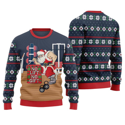 No Lift No Gift Gym Santa Ugly Christmas Sweater