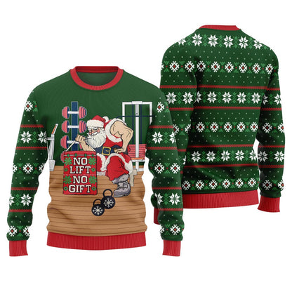 No Lift No Gift Gym Santa Ugly Christmas Sweater