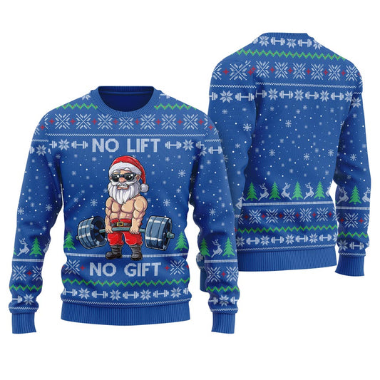 No Lift No Gift Santa Swoleman Christmas Sweater Men