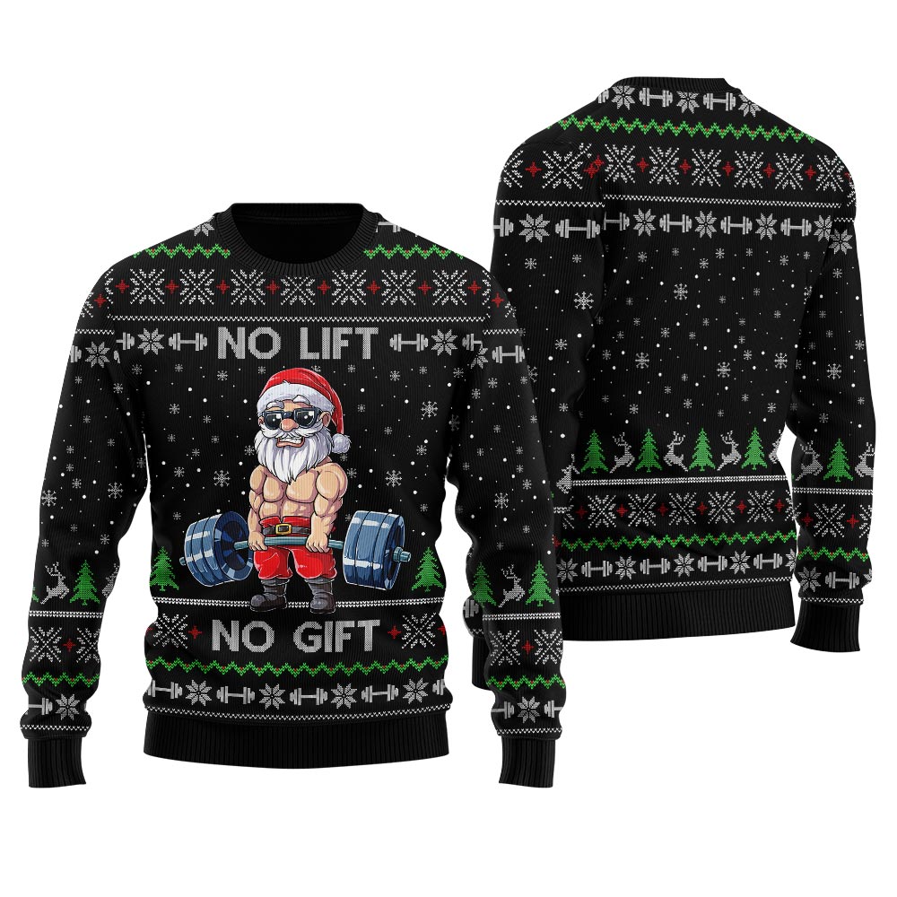 No Lift No Gift Santa Swoleman Christmas Sweater Men