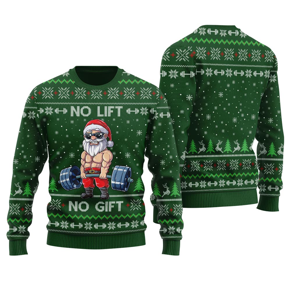 No Lift No Gift Santa Swoleman Ugly Christmas Sweater