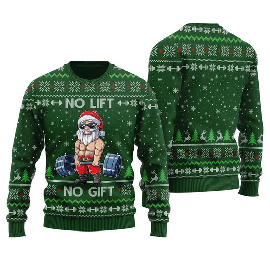 No Lift No Gift Santa Swoleman Ugly Christmas Sweater