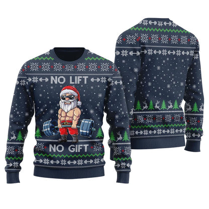 No Lift No Gift Santa Swoleman Christmas Sweater Men