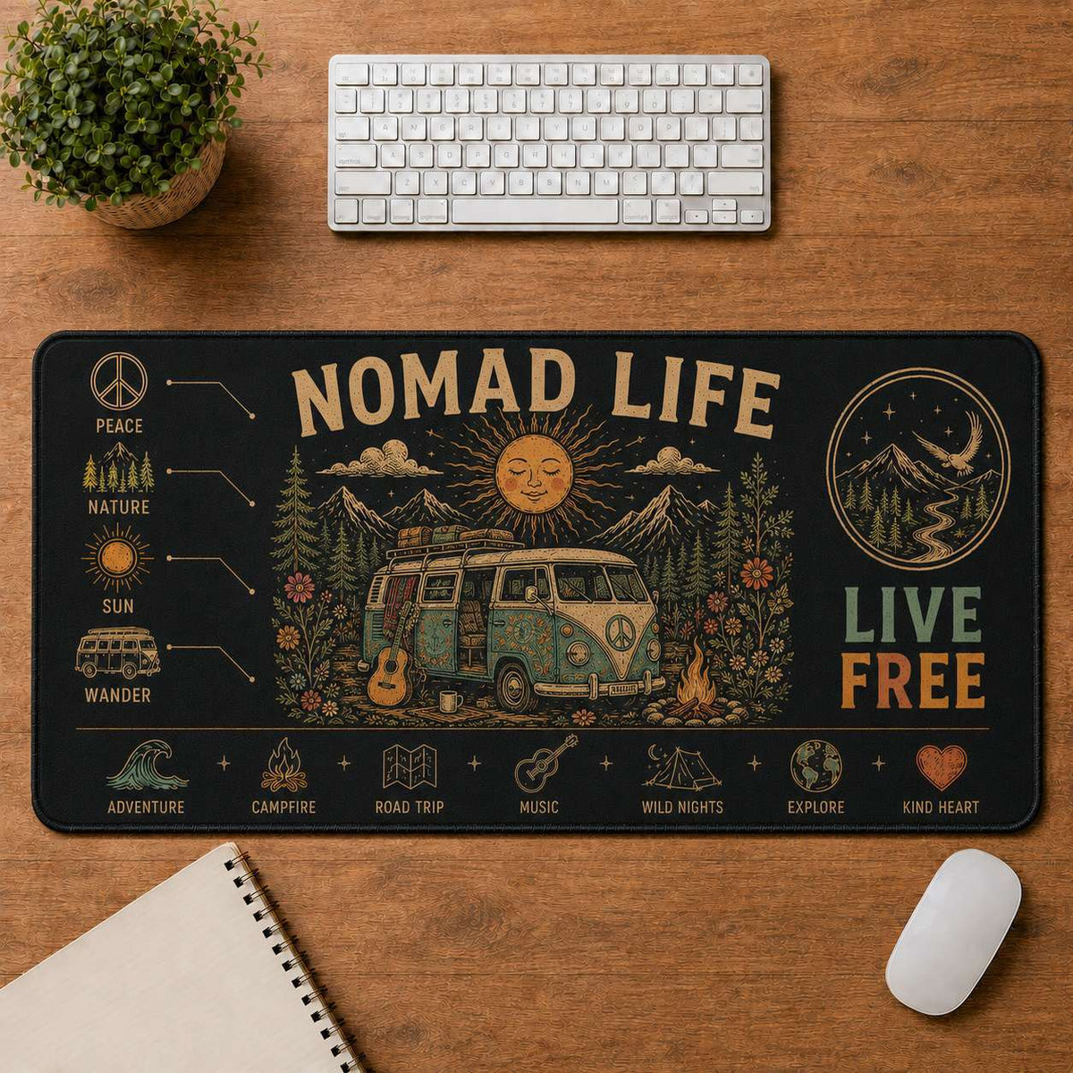 Free Spirit Hippie Desk Mat Mouse Pad | 5To9Vibe - Nomad Life style