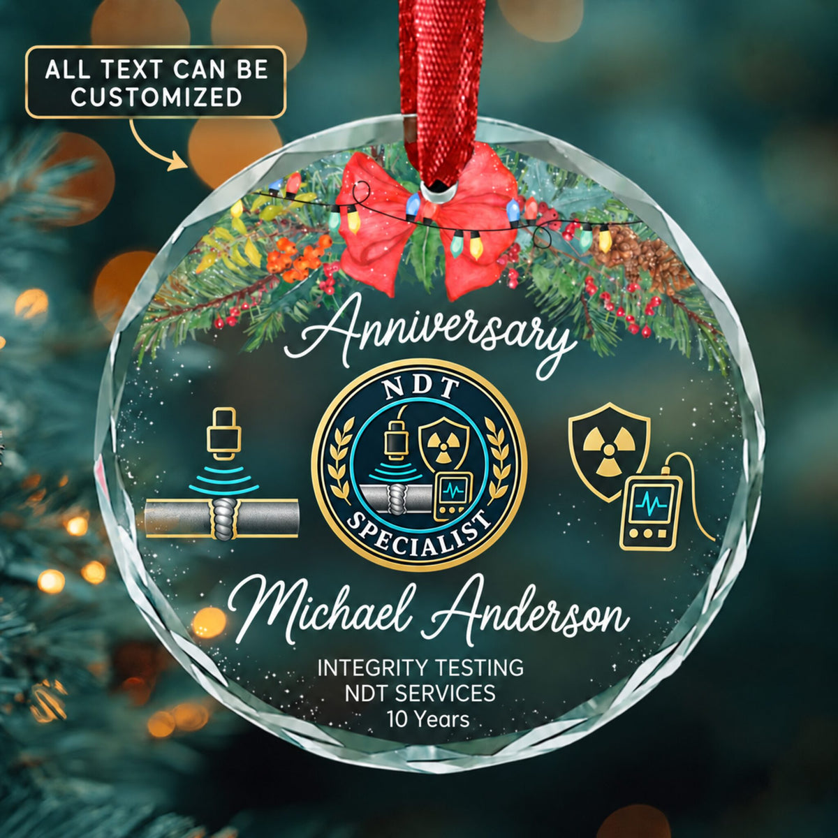 Non Destructive Testing Specialists Personalized Glass Ornament | 5To9Vibe