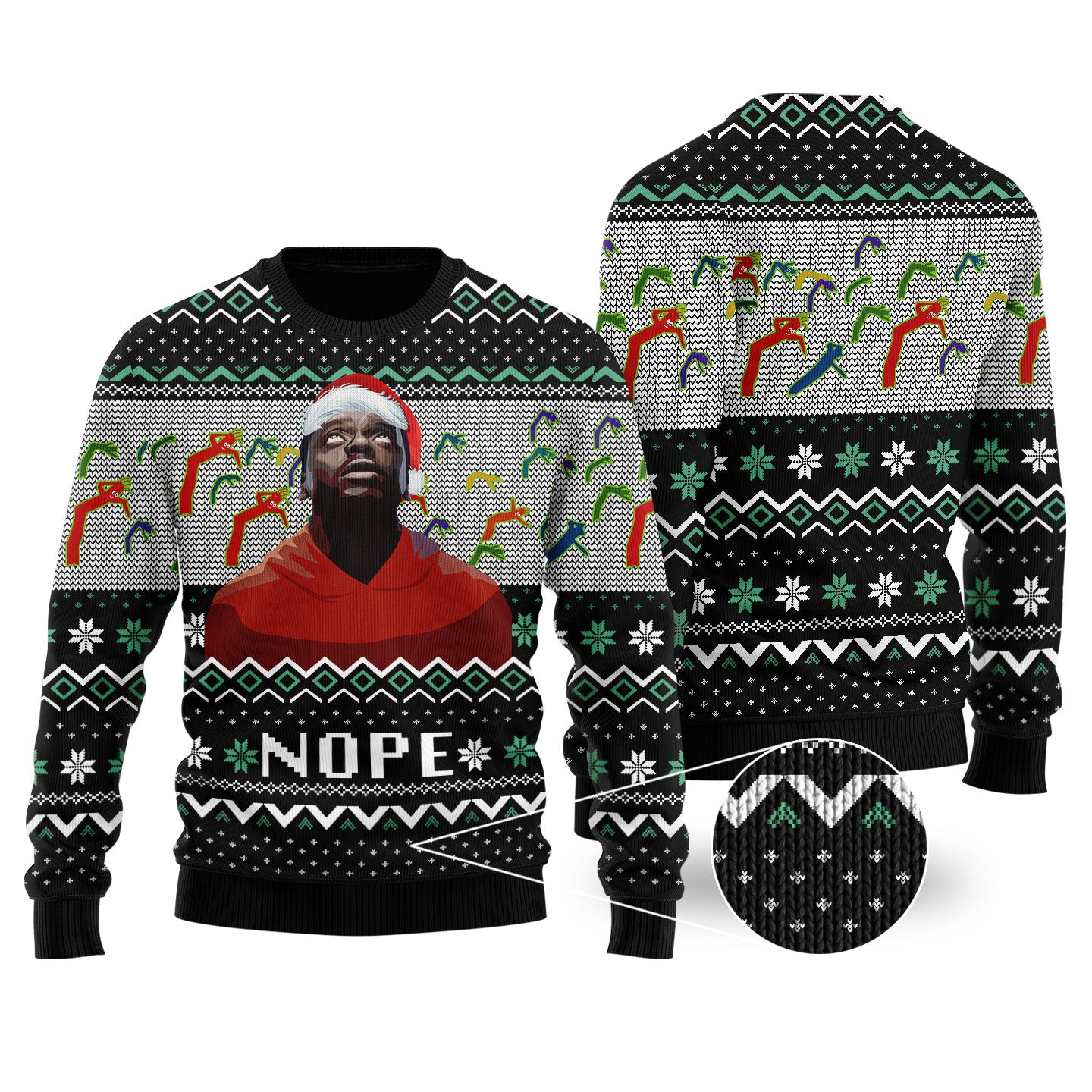 Nope Ugly Christmas Sweater Black