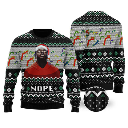 Nope Ugly Christmas Sweater Black