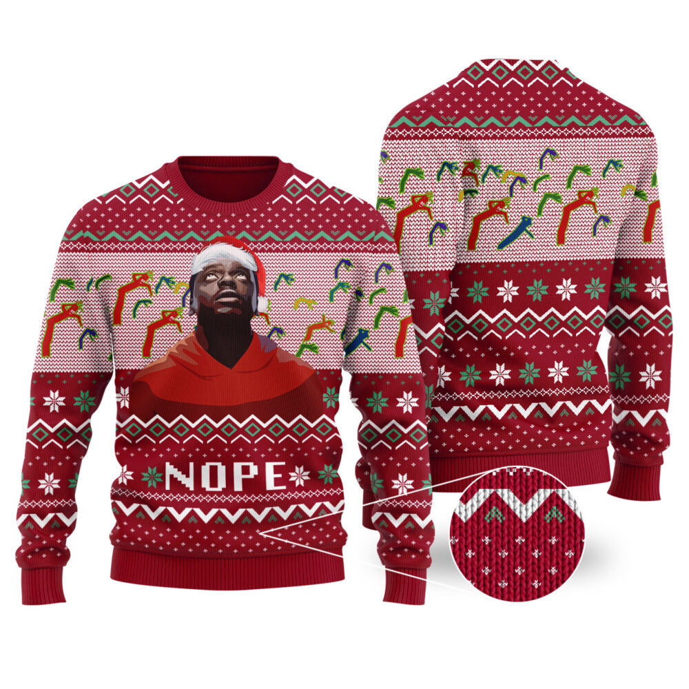 Nope Ugly Christmas Sweater Cardinal Red