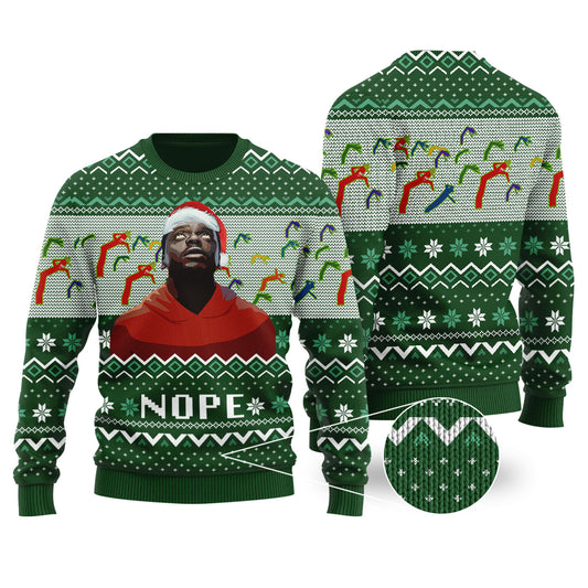 Nope Ugly Christmas Sweater Forest Green