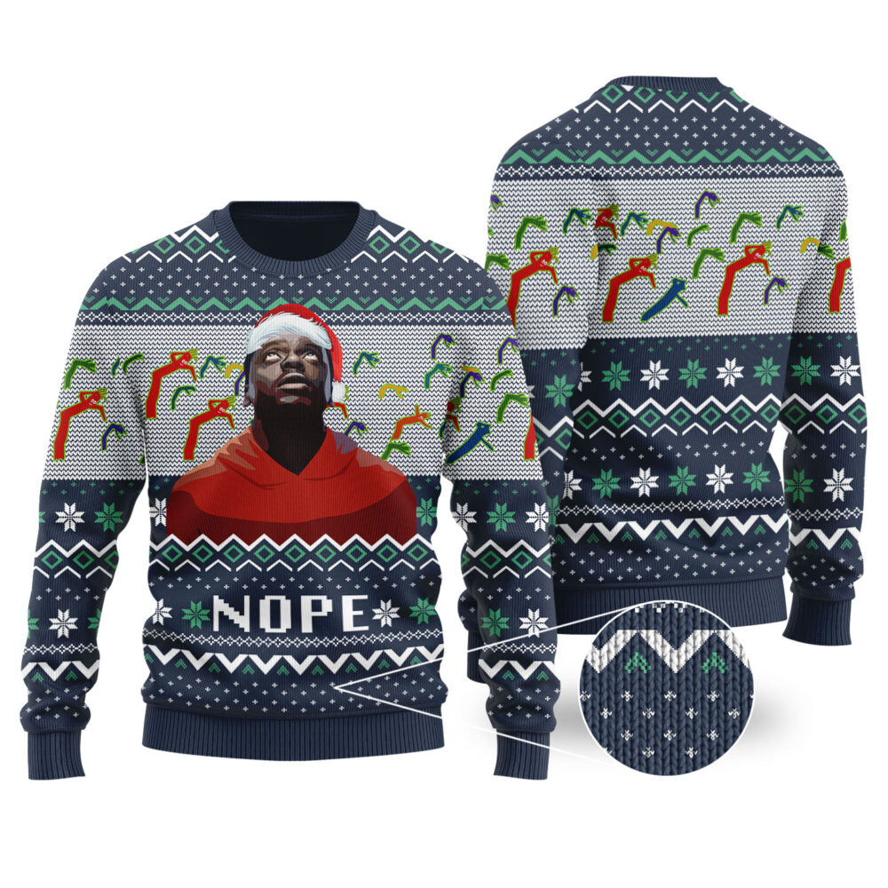 Nope Ugly Christmas Sweater Navy
