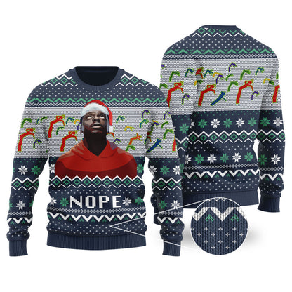 Nope Ugly Christmas Sweater Navy
