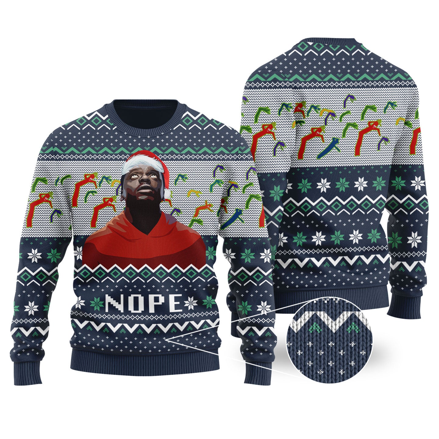 Nope Ugly Christmas Sweater Navy
