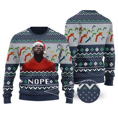 Nope Ugly Christmas Sweater Navy