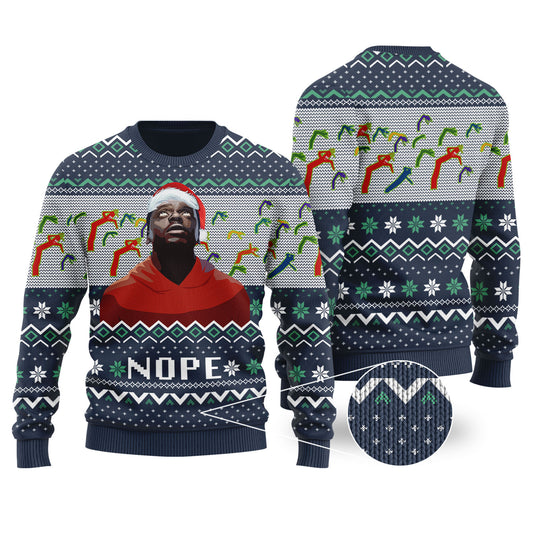 Nope Ugly Christmas Sweater Navy