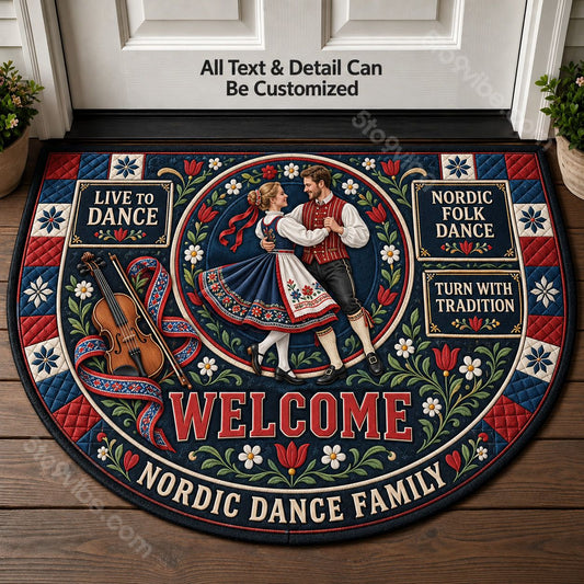 Nordic Folk Dance Personalized Half Round Mat | 5To9Vibe