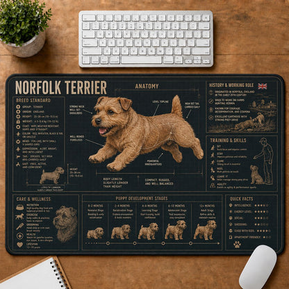 Norfolk Terrier Dog Breed Visual Guide Desk Mat | 5To9Vibe