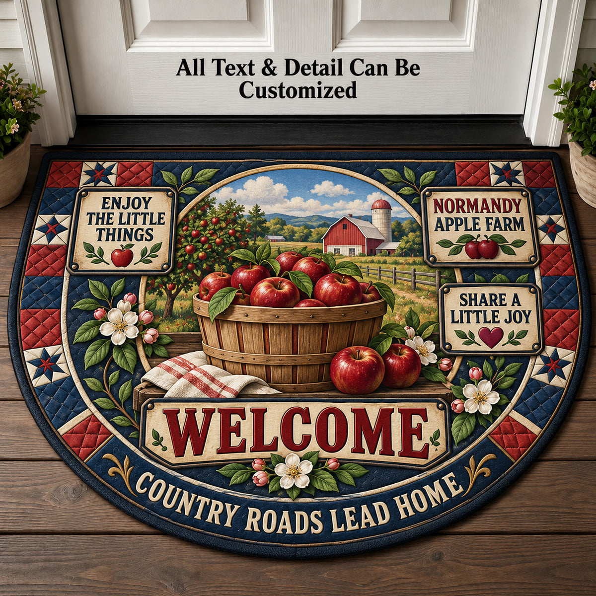 Normandy Apple Farm Personalized Half Round Mat | 5To9Vibe