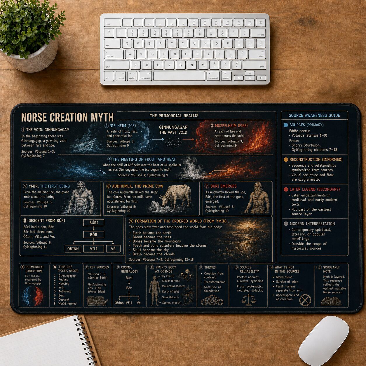 Norse Creation Myth Viking History and Culture Guide Desk Mat | 5To9Vibe