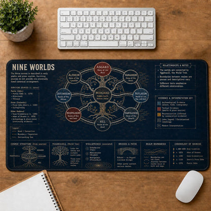Norse Nine Worlds Viking History and Culture Guide Desk Mat | 5To9Vibe