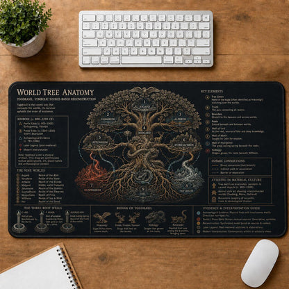 Norse World Tree Anatomy Viking History and Culture Guide Desk Mat | 5To9Vibe
