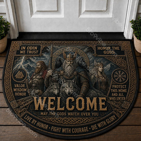 Norse Gods Welcome Mat – "In Odin We Trust" Viking Mythology Home Decor - 5to9vibe