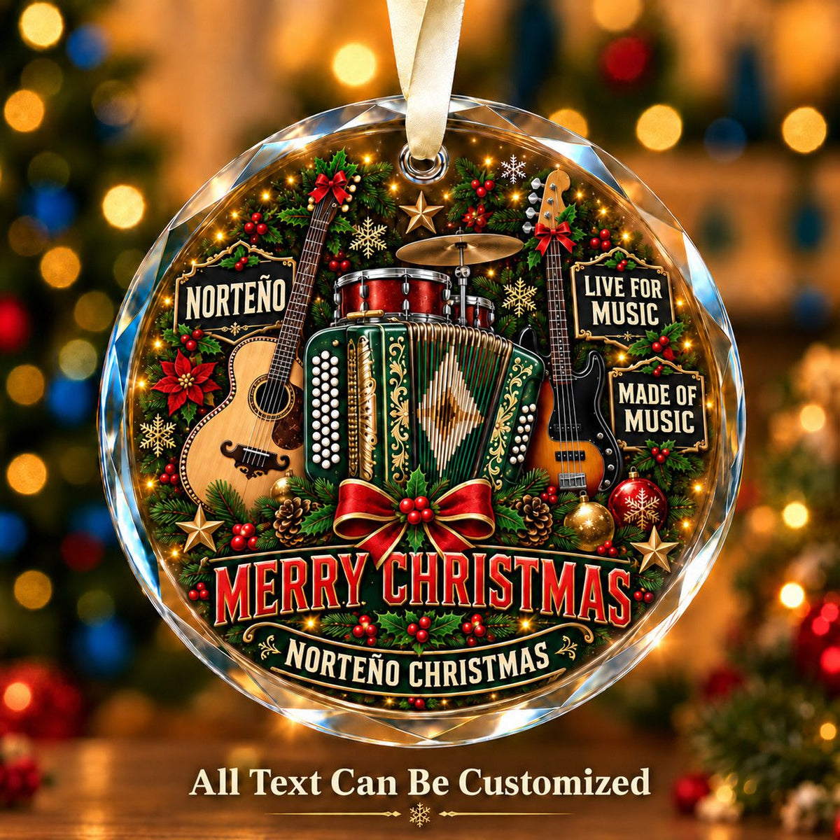 Norteño Personalized Glass Ornament | 5To9Vibe